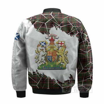 Buchan Tartan Bomber Jacket with Family Crest and Lion Rampant Grunge Style