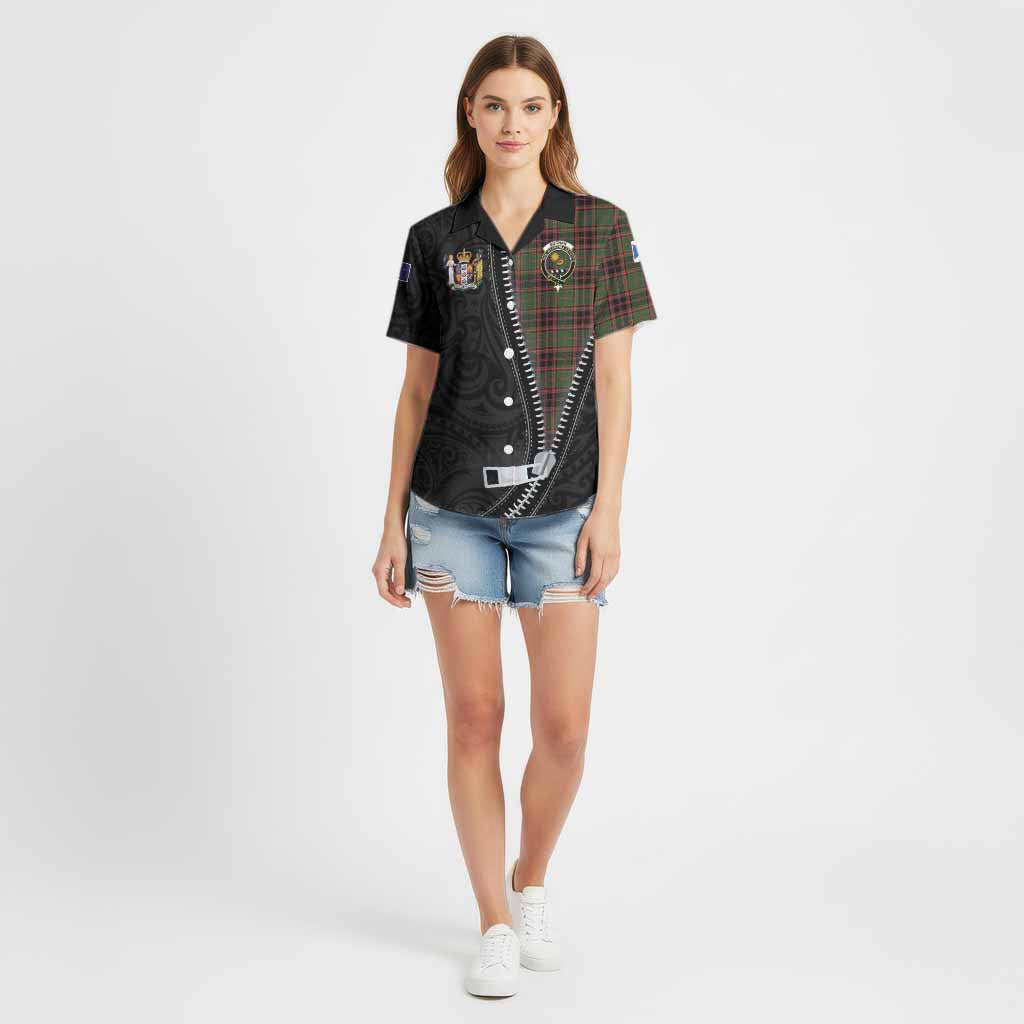 Buchan Tartan Cotton Hawaiian Shirt New Zealand Pattern Unique Zipper Stylized