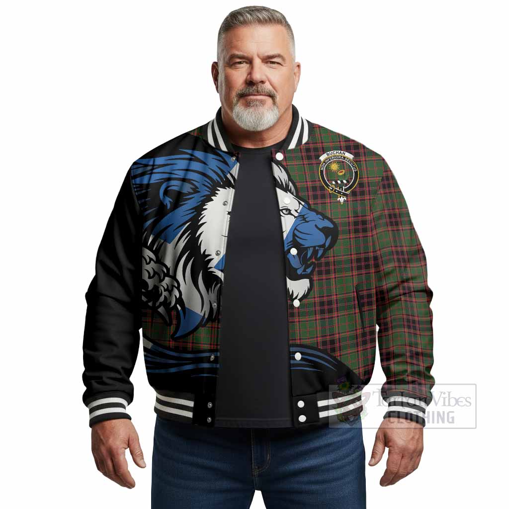 Buchan Tartan Crest Baseball Jacket Scottish Golden Lions Wave Flow