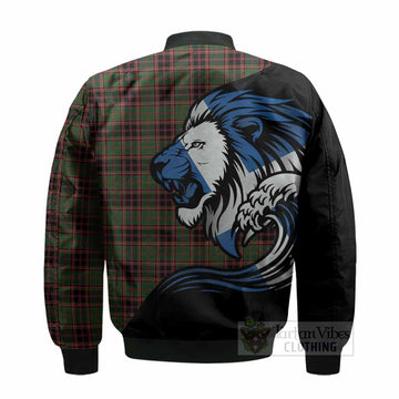 Buchan Tartan Crest Bomber Jacket Scottish Golden Lions Wave Flow