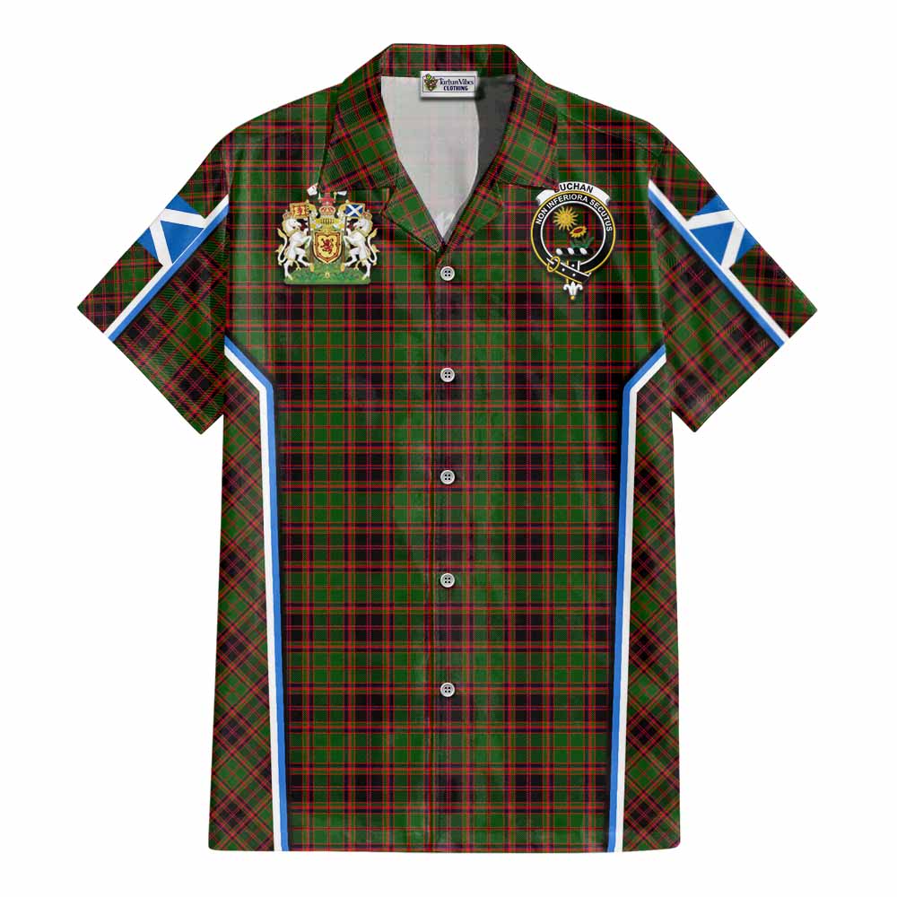 Buchan Tartan Crest Cotton Hawaiian Shirt Scotland Coat of Arm Flag Style - Tartan Vibes Clothing