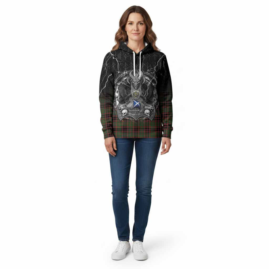 Buchan Tartan Crest Cotton Hoodie Celtic Odin's Raven Legacy