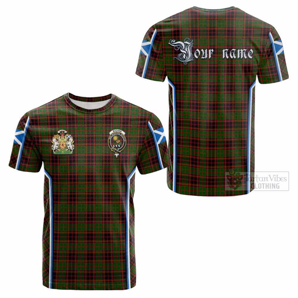 Buchan Tartan Crest Cotton T-shirt Scotland Coat of Arm Flag Style - Tartan Vibes Clothing
