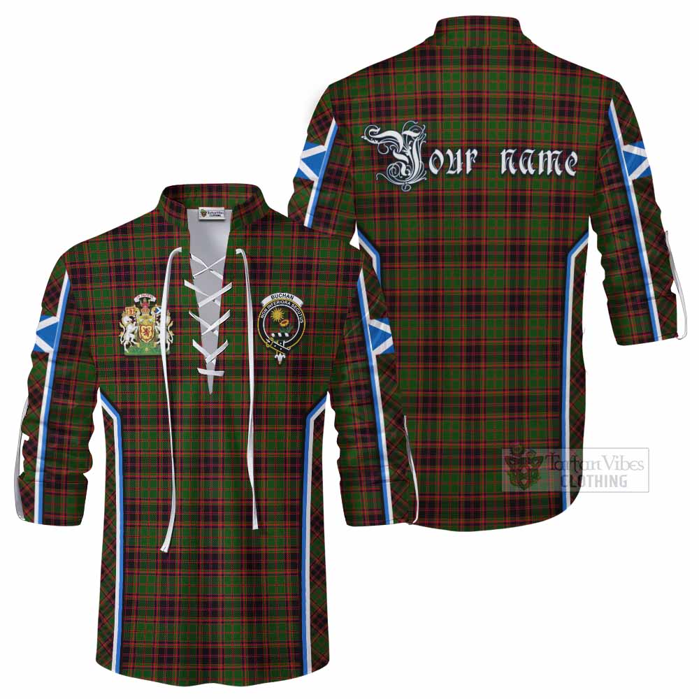 Buchan Tartan Crest Ghillie Kilt Shirt Scotland Coat of Arm Flag Style - Tartan Vibes Clothing