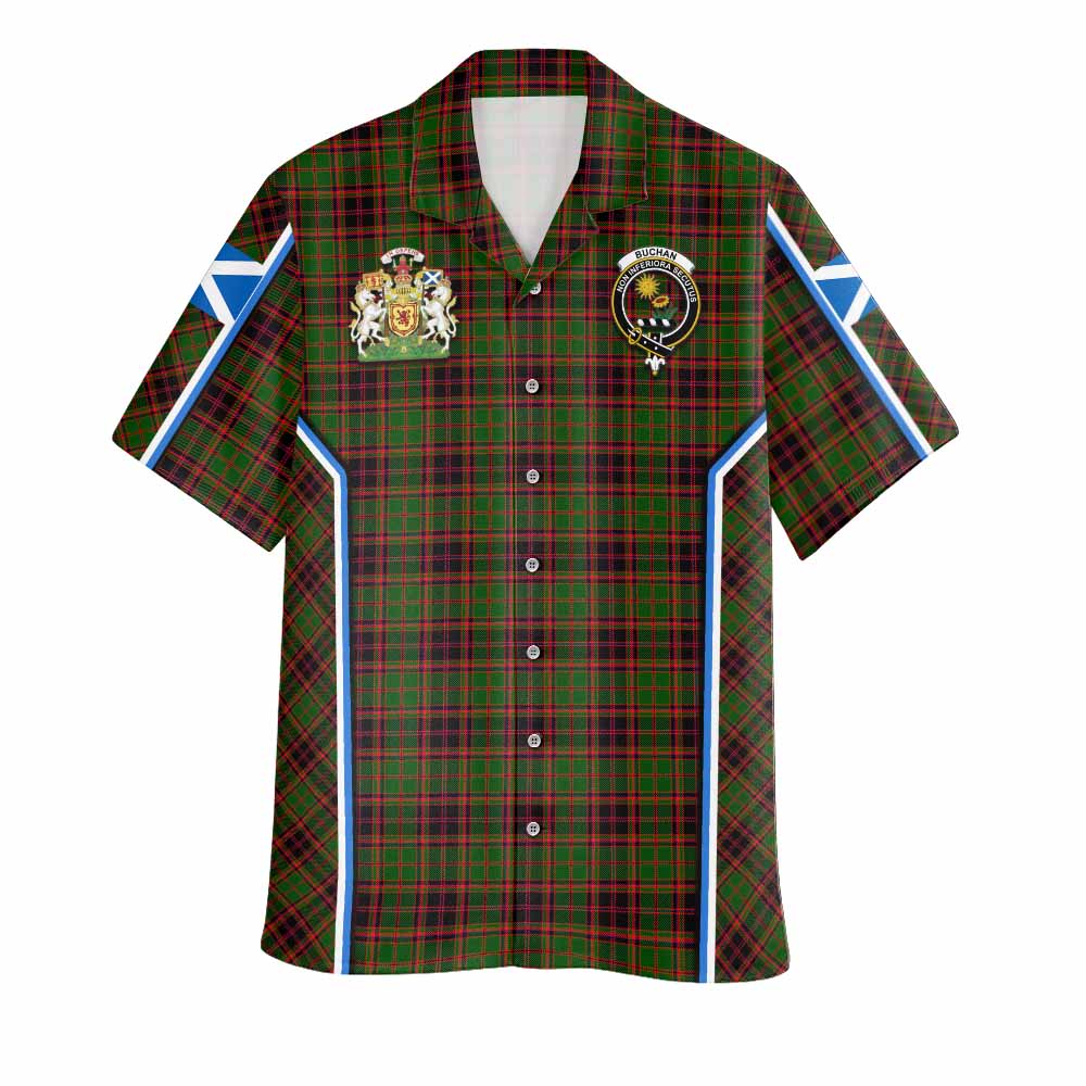 Buchan Tartan Crest Hawaiian Shirt Scotland Coat of Arm Flag Style - Tartan Vibes Clothing