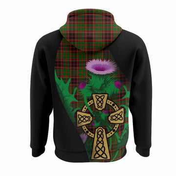 Buchan Tartan Crest Hoodie Celtic Cross Thistle Flowers