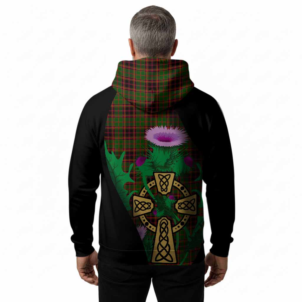 Buchan Tartan Crest Hoodie Celtic Cross Thistle Flowers