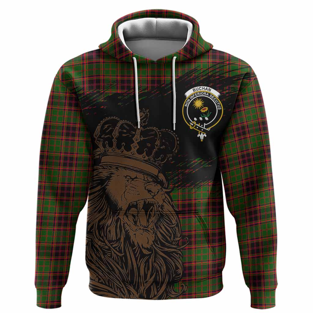 Buchan Tartan Crest Hoodie Crowned Lion Heritage Style