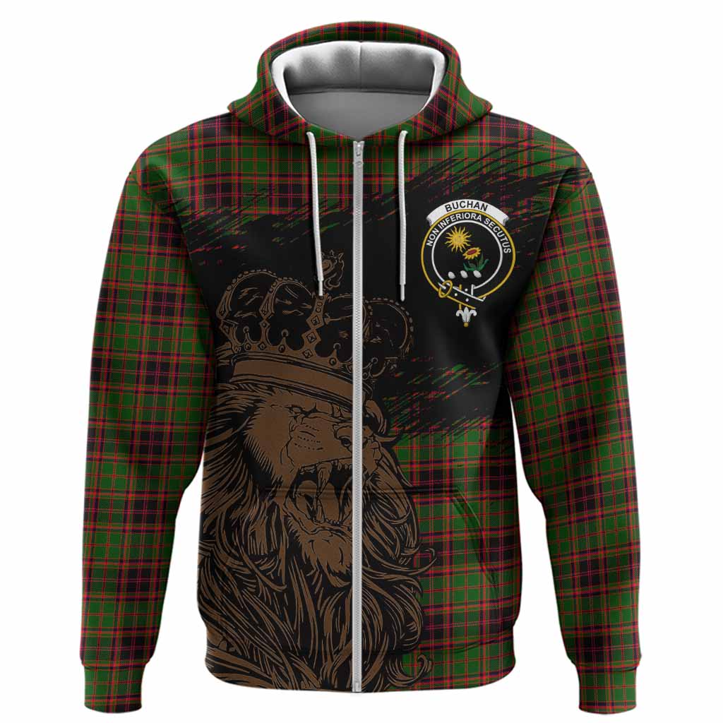Buchan Tartan Crest Hoodie Crowned Lion Heritage Style