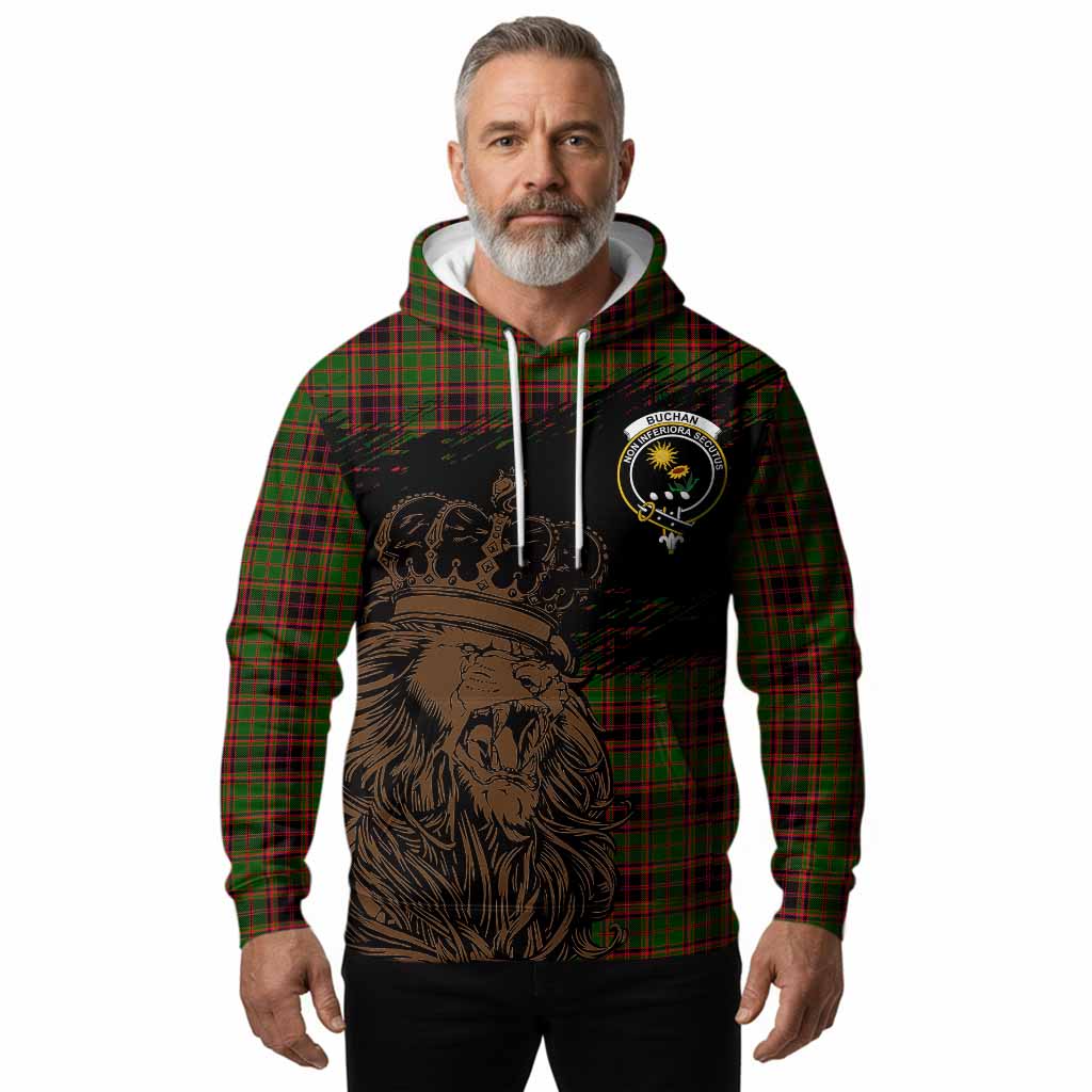 Buchan Tartan Crest Hoodie Crowned Lion Heritage Style