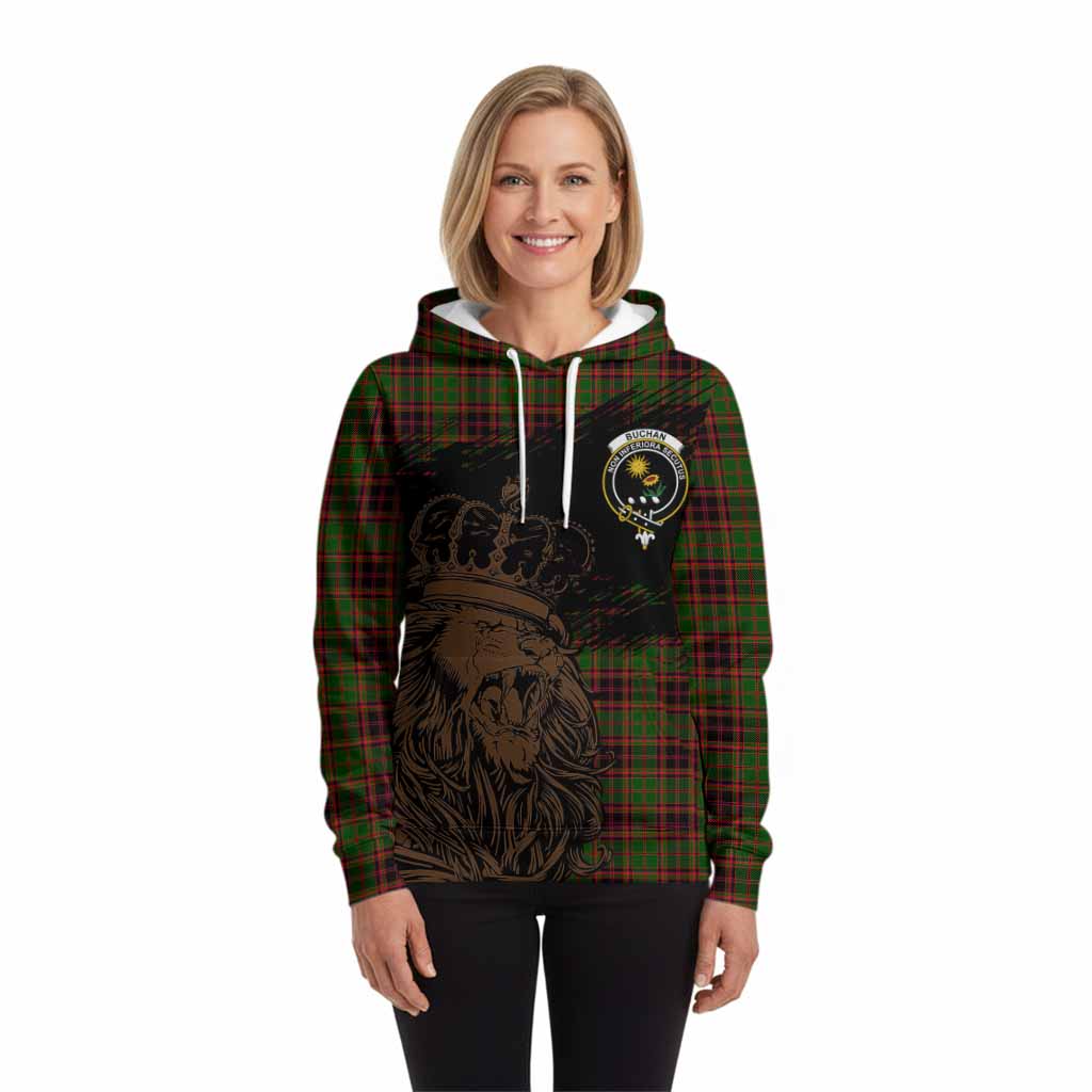Buchan Tartan Crest Hoodie Crowned Lion Heritage Style