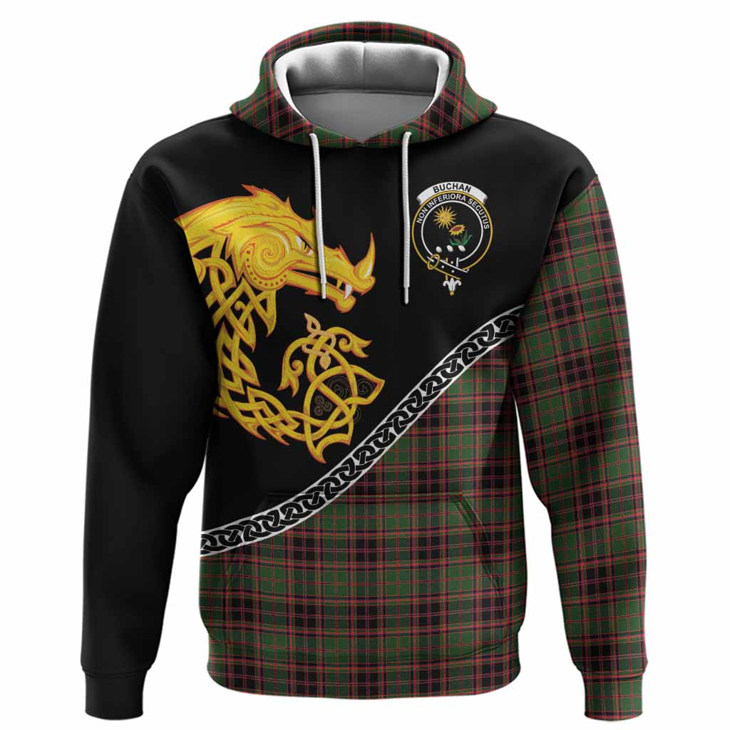 Buchan Tartan Crest Hoodie Legendary Dragon Knot Half Style