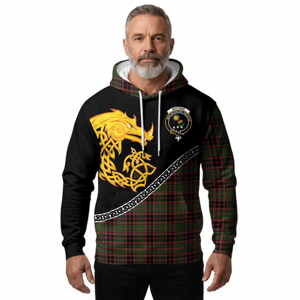 Buchan Tartan Crest Hoodie Legendary Dragon Knot Half Style