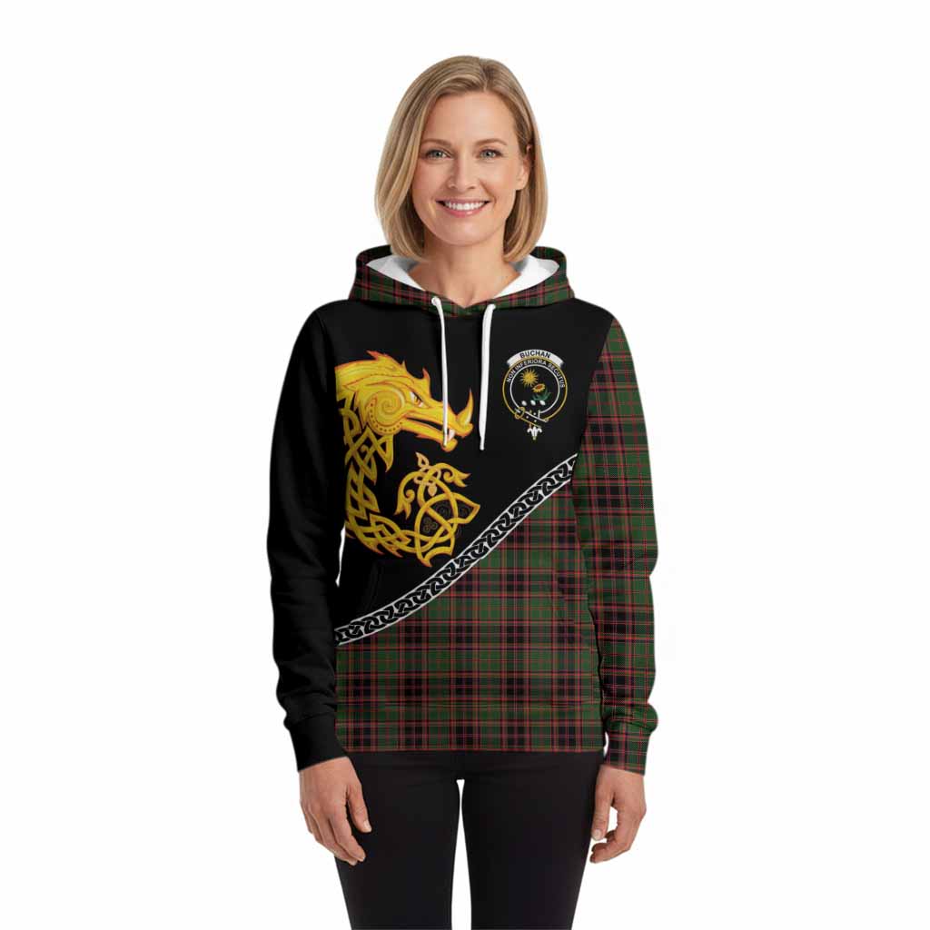 Buchan Tartan Crest Hoodie Legendary Dragon Knot Half Style