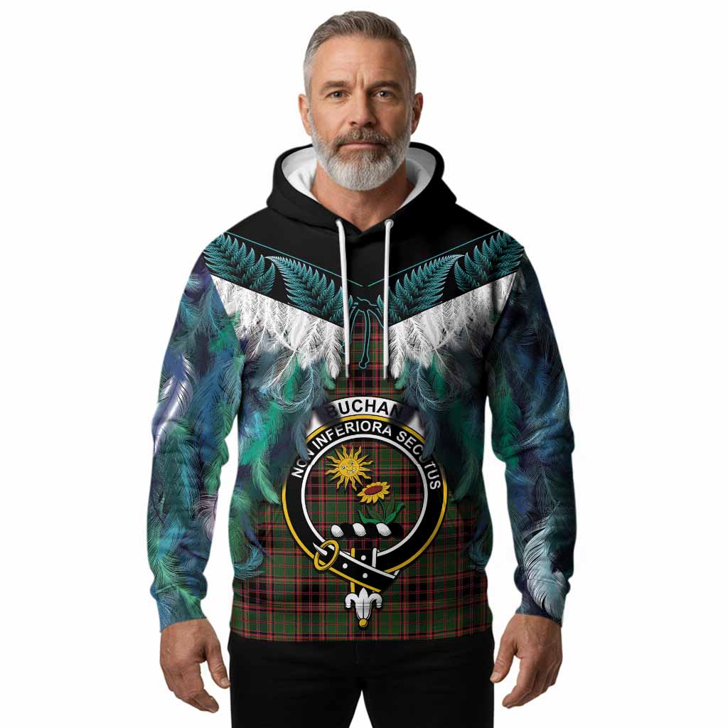 Buchan Tartan Crest Hoodie New Zealand Maori Korowai Cloak