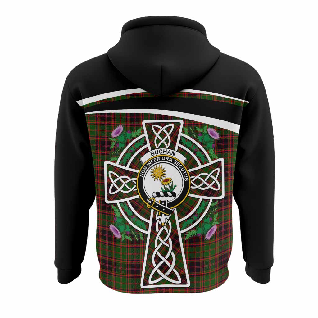 Buchan Tartan Crest Hoodie Scottish Thistle Celtic Cross Alba Gu Brath