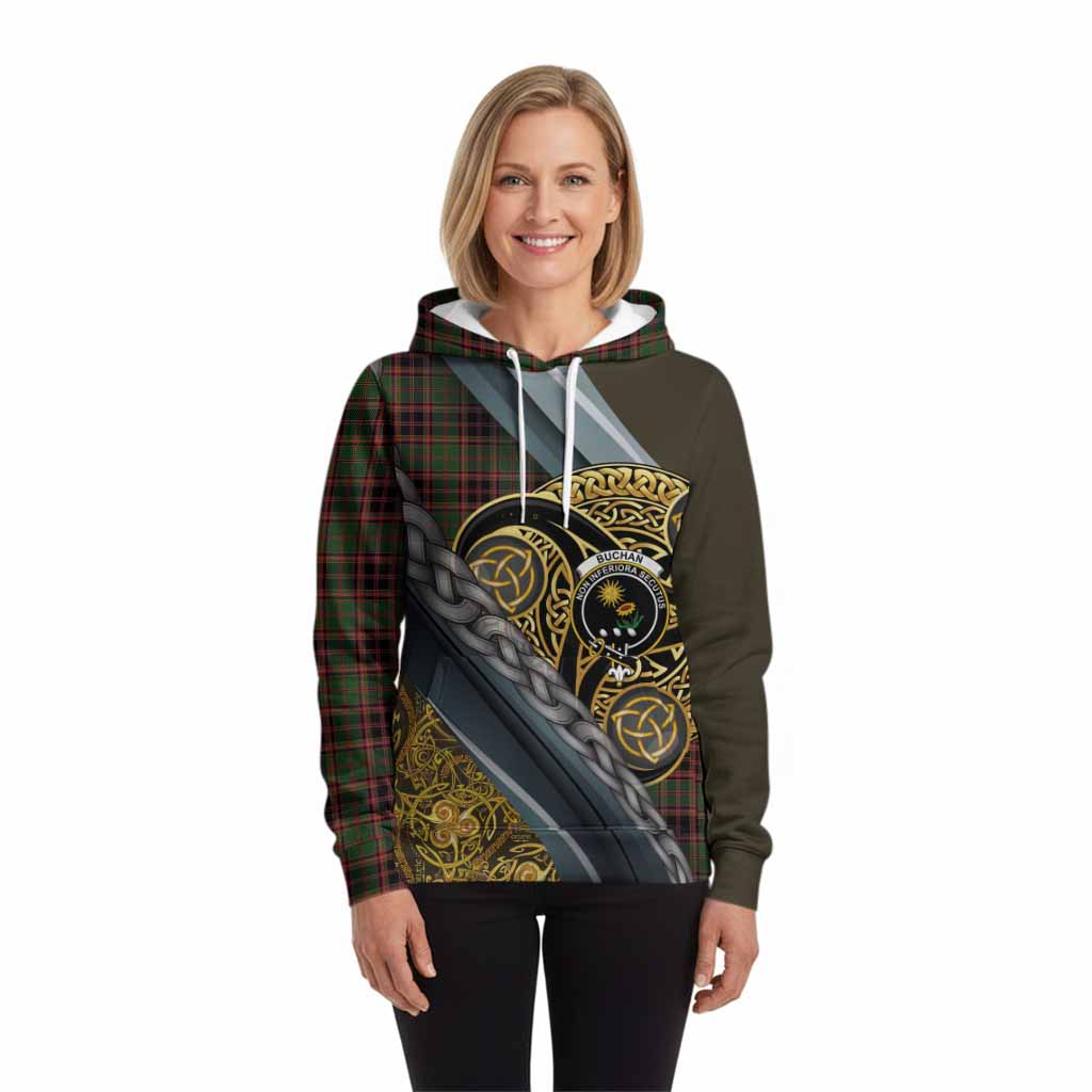 Buchan Tartan Crest Hoodie Scottish Triskele Celtic