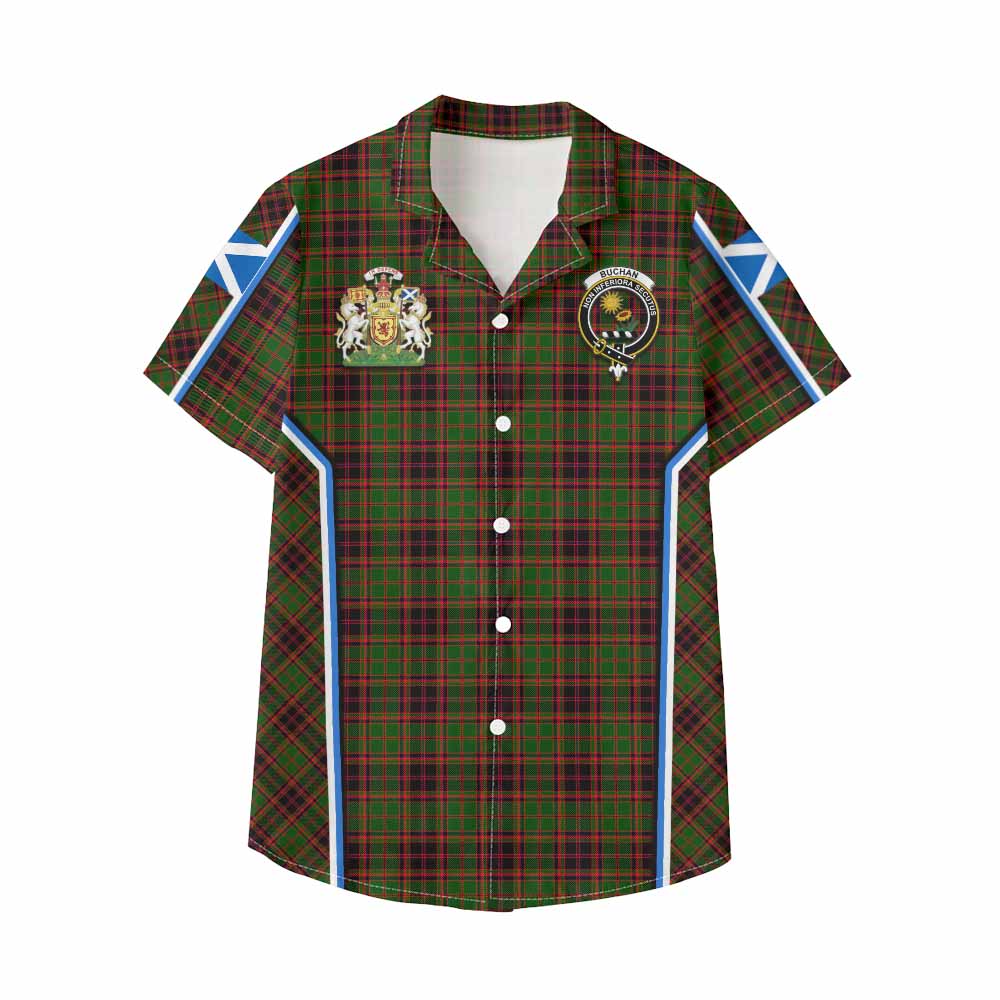 Buchan Tartan Crest Kid Hawaiian Shirt Scotland Coat of Arm Flag Style - Tartan Vibes Clothing