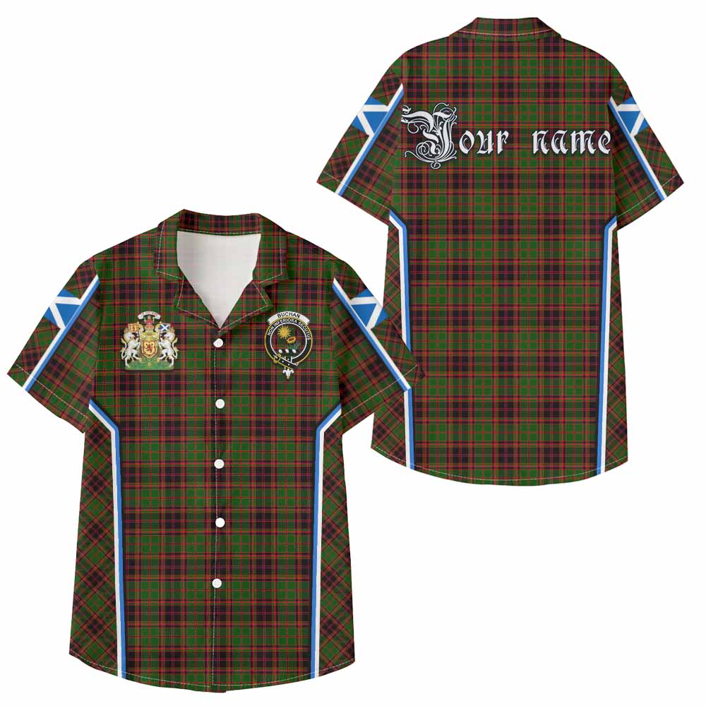 Buchan Tartan Crest Kid Hawaiian Shirt Scotland Coat of Arm Flag Style - Tartan Vibes Clothing