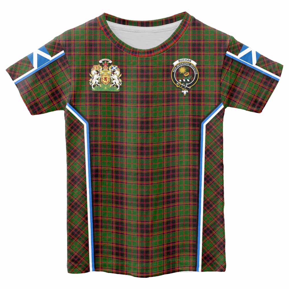 Buchan Tartan Crest Kid T-shirt Scotland Coat of Arm Flag Style - Tartan Vibes Clothing