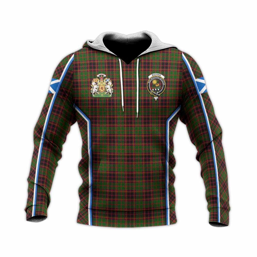 Buchan Tartan Crest Knitted Hoodie Scotland Coat of Arm Flag Style - Tartan Vibes Clothing