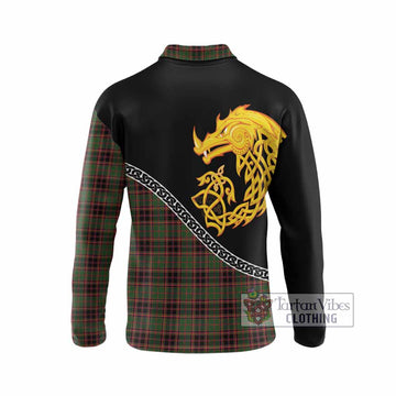Buchan Tartan Crest Long Sleeve Polo Shirt Legendary Dragon Knot Half Style