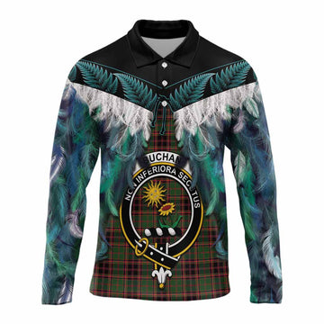 Buchan Tartan Crest Long Sleeve Polo Shirt New Zealand Maori Korowai Cloak