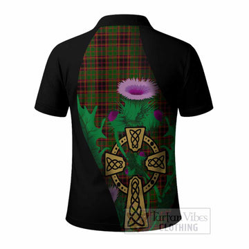 Buchan Tartan Crest Polo Shirt Celtic Cross Thistle Flowers