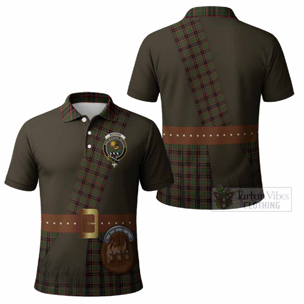 Buchan Tartan Crest Polo Shirt Kilt Costume Style