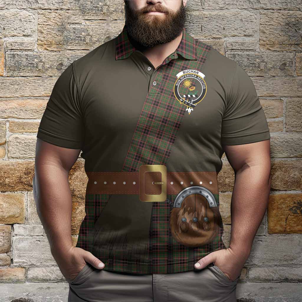 Buchan Tartan Crest Polo Shirt Kilt Costume Style