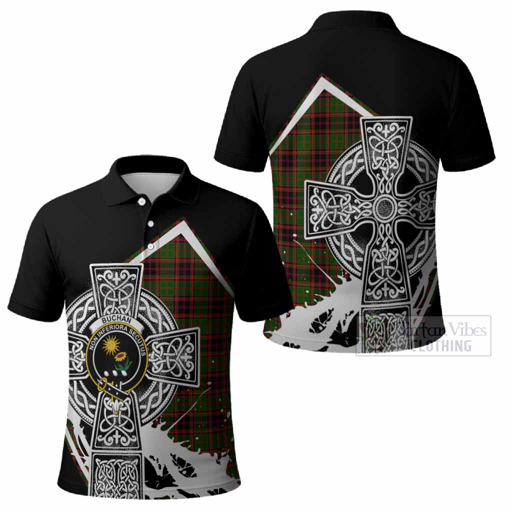 Buchan Tartan Crest Polo Shirt Scottish Celtic Cross Heritage