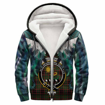 Buchan Tartan Crest Sherpa Hoodie New Zealand Maori Korowai Cloak