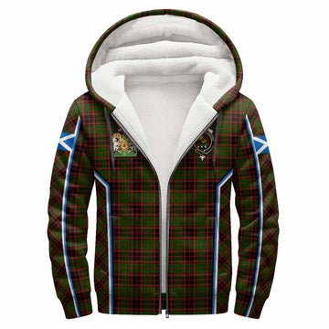 Buchan Tartan Crest Sherpa Hoodie Scotland Coat of Arm Flag Style