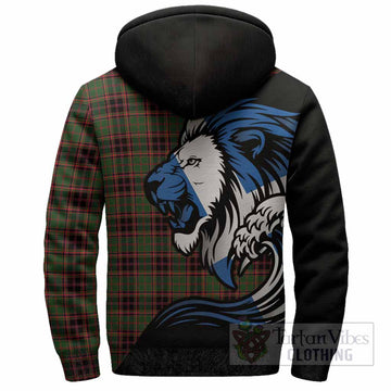 Buchan Tartan Crest Sherpa Hoodie Scottish Golden Lions Wave Flow