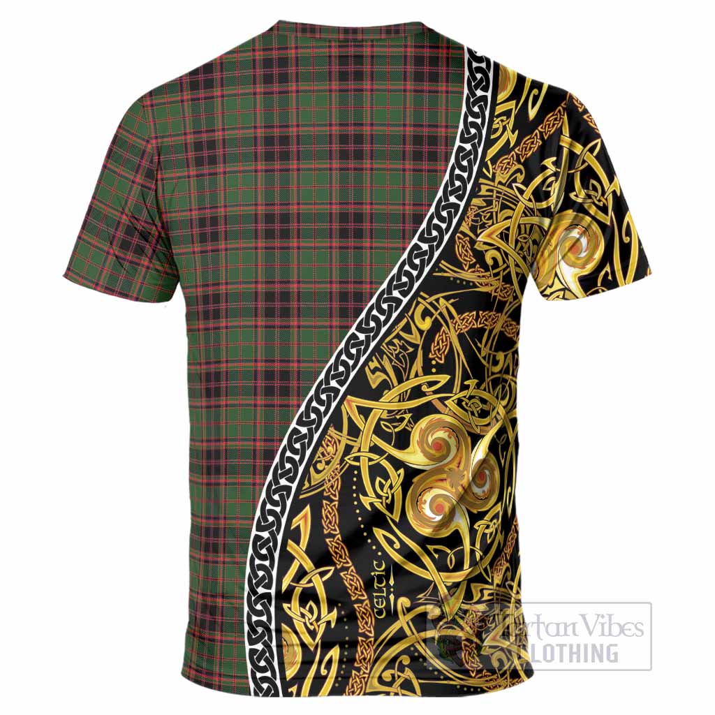 Buchan Tartan Crest T-Shirt Celtic Knot and Triple Trickle Spiral Symbols