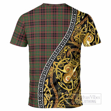 Buchan Tartan Crest T-Shirt Celtic Knot and Triple Trickle Spiral Symbols