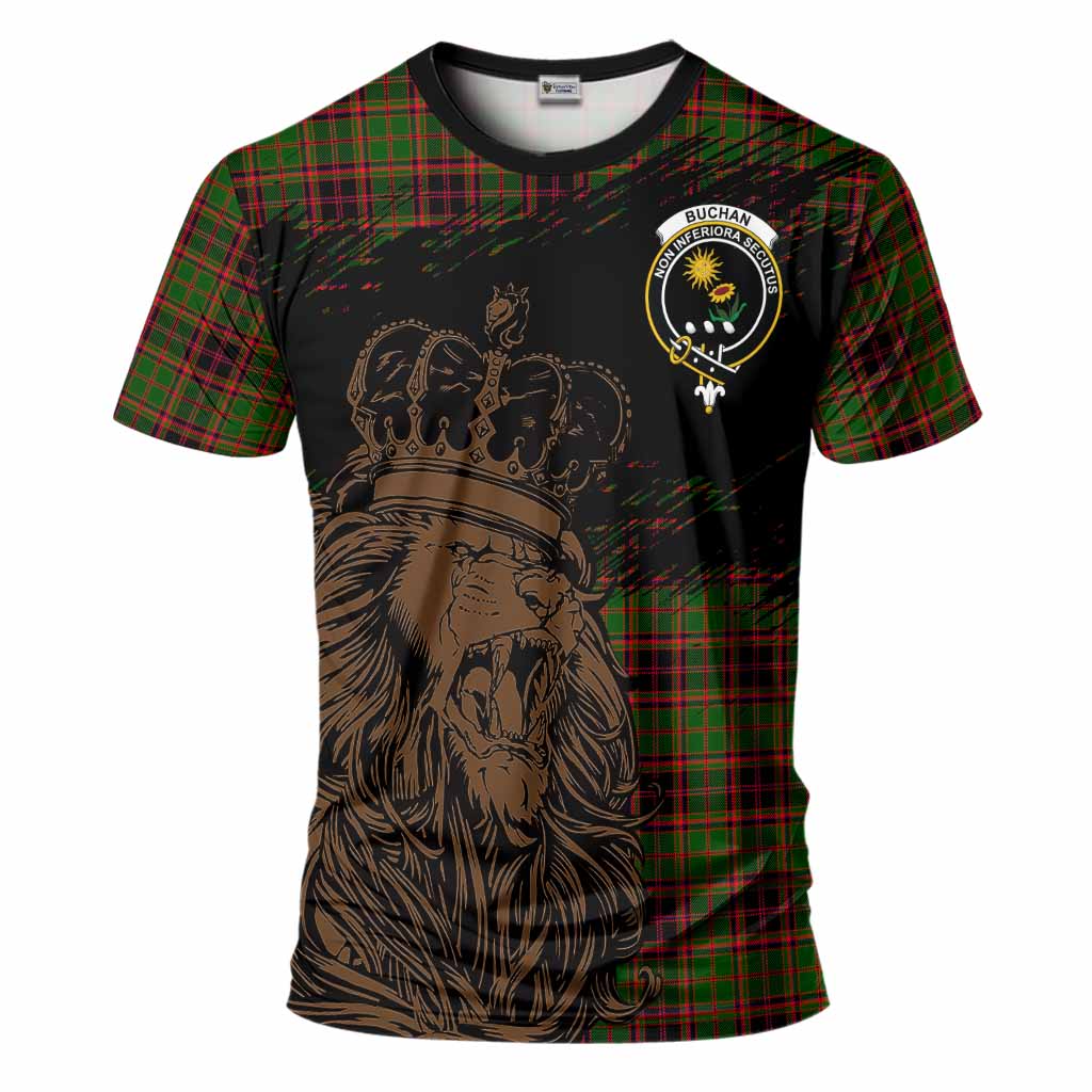 Buchan Tartan Crest T-Shirt Crowned Lion Heritage Style