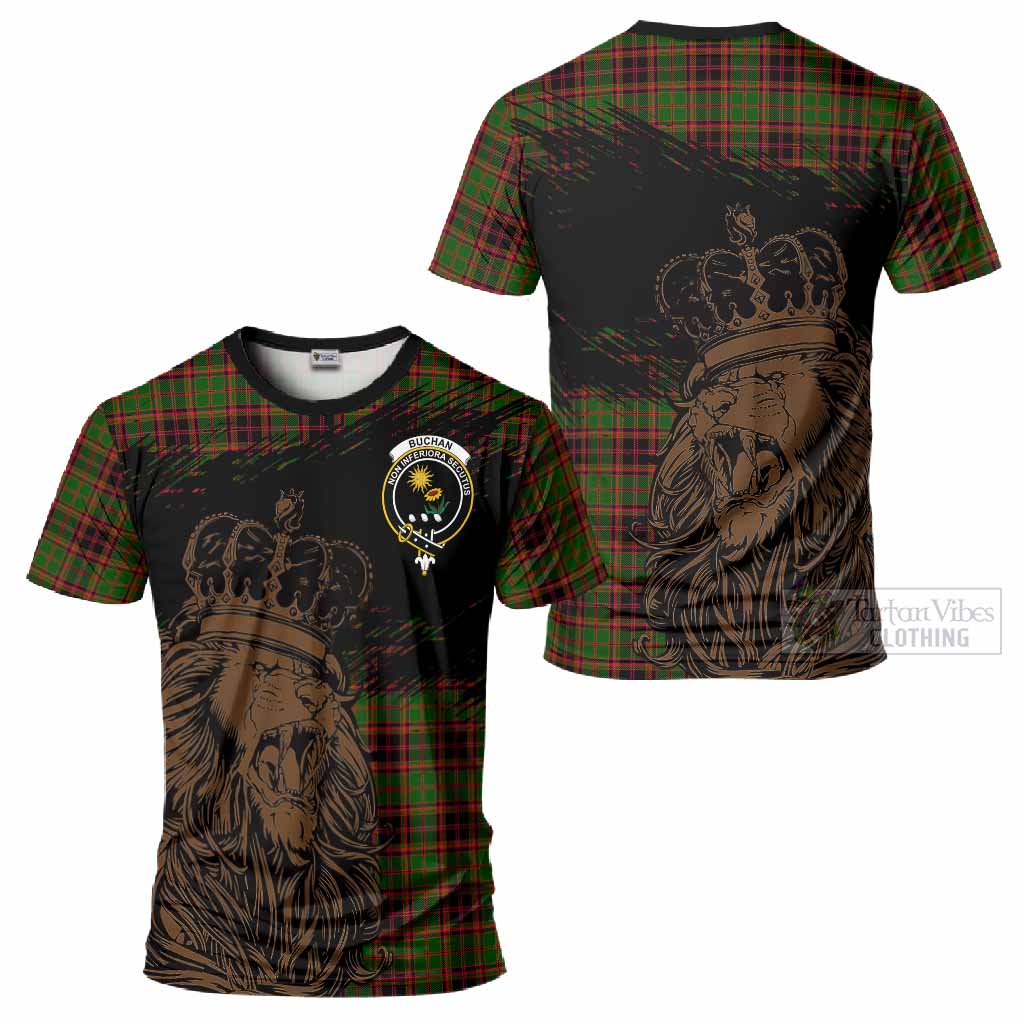 Buchan Tartan Crest T-Shirt Crowned Lion Heritage Style