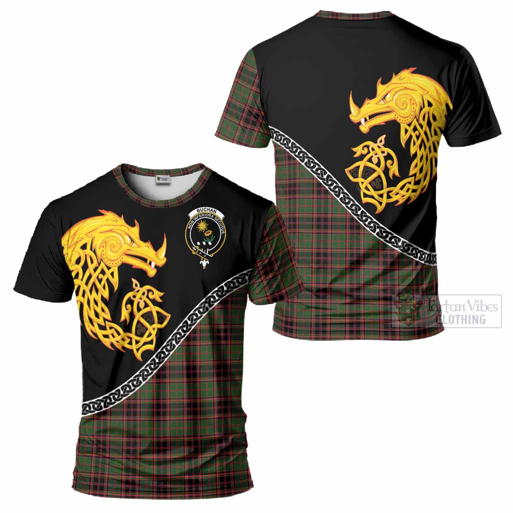 Buchan Tartan Crest T-Shirt Legendary Dragon Knot Half Style