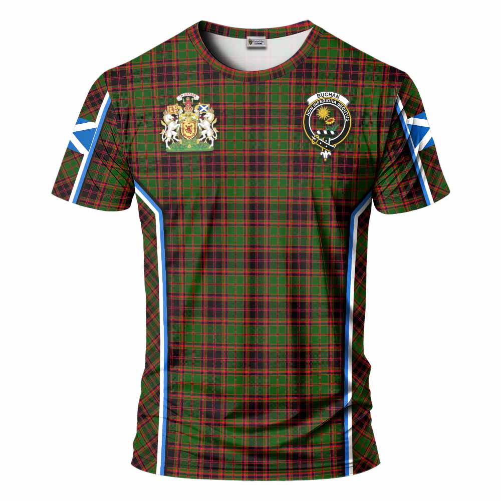 Buchan Tartan Crest T-shirt Scotland Coat of Arm Flag Style - Tartan Vibes Clothing