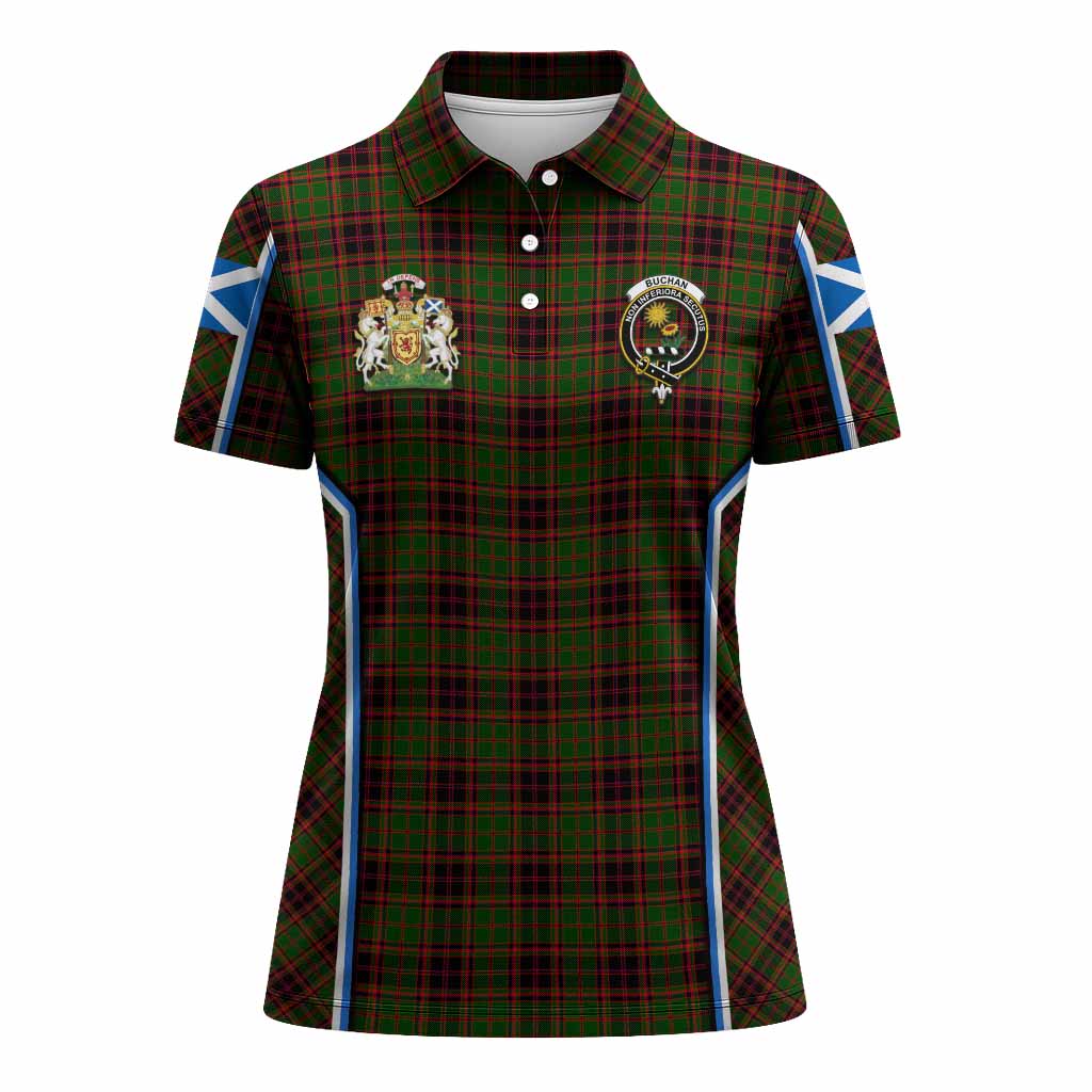 Buchan Tartan Crest Women's Polo Shirt Scotland Coat of Arm Flag Style - Tartan Vibes Clothing
