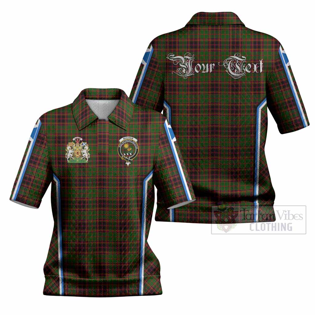 Buchan Tartan Crest Women’s Polo Sweater Top Scotland Coat of Arm Flag Style