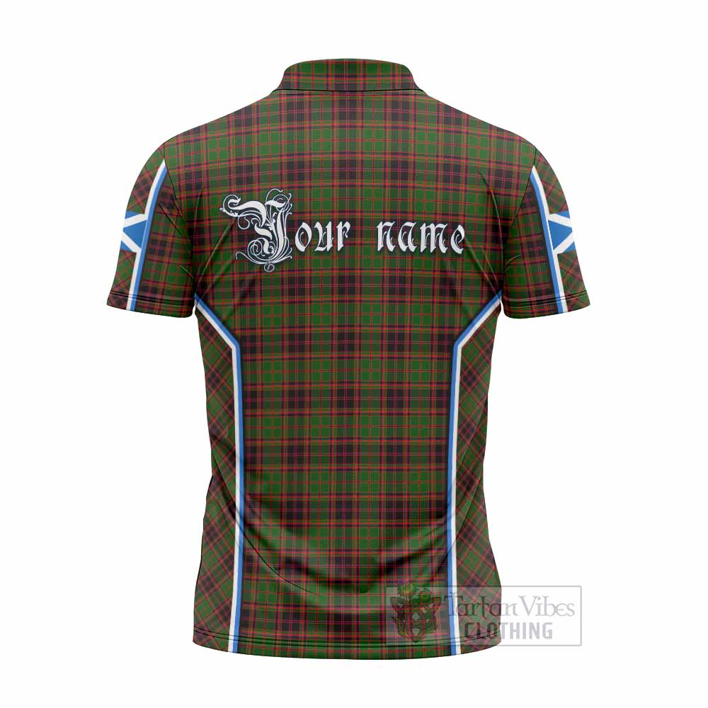 Buchan Tartan Crest Zipper Polo Shirt Scotland Coat of Arm Flag Style - Tartan Vibes Clothing