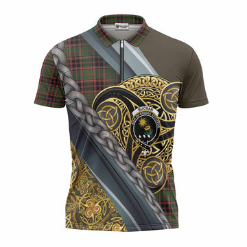 Buchan Tartan Crest Zipper Polo Shirt Scottish Triskele Celtic