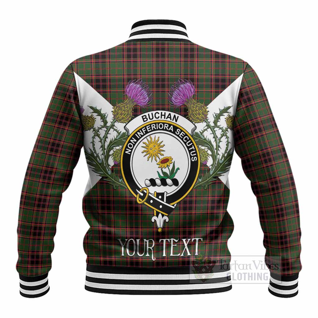 Buchan Tartan Family Crest Baseball Jacket Scottish Burns Night Thistle Floral
