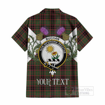 Buchan Tartan Family Crest Cotton Hawaiian Shirt Scottish Burns Night Thistle Floral