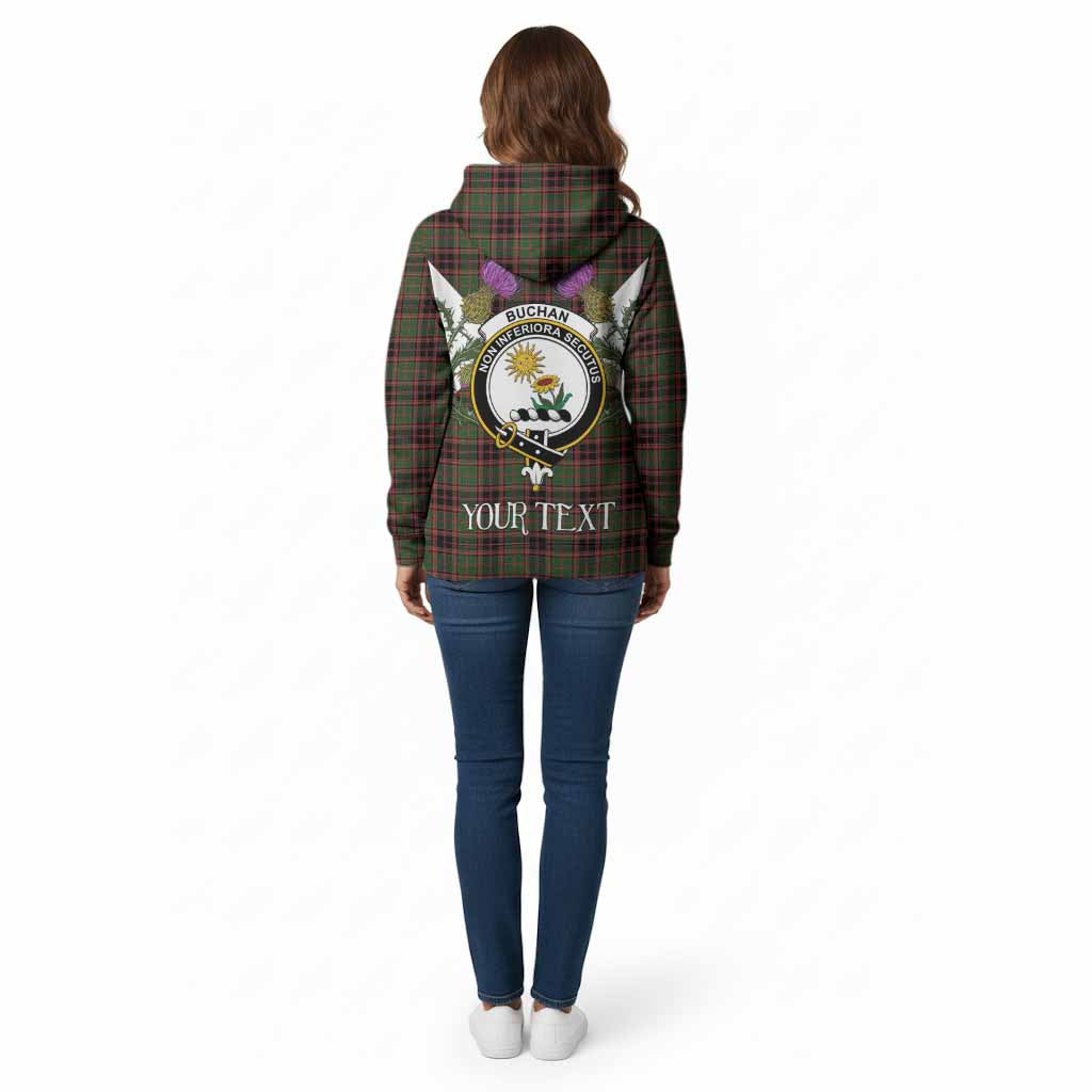 Buchan Tartan Family Crest Cotton Hoodie Scottish Burns Night Thistle Floral