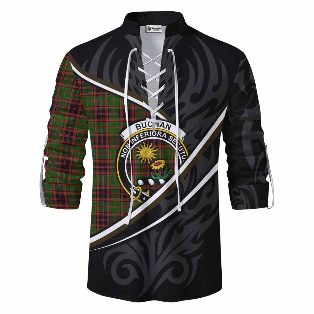 Buchan Tartan Family Crest Ghillie Kilt Shirt Celtic Scottish Thistle Floral - Tartan Vibes Clothing
