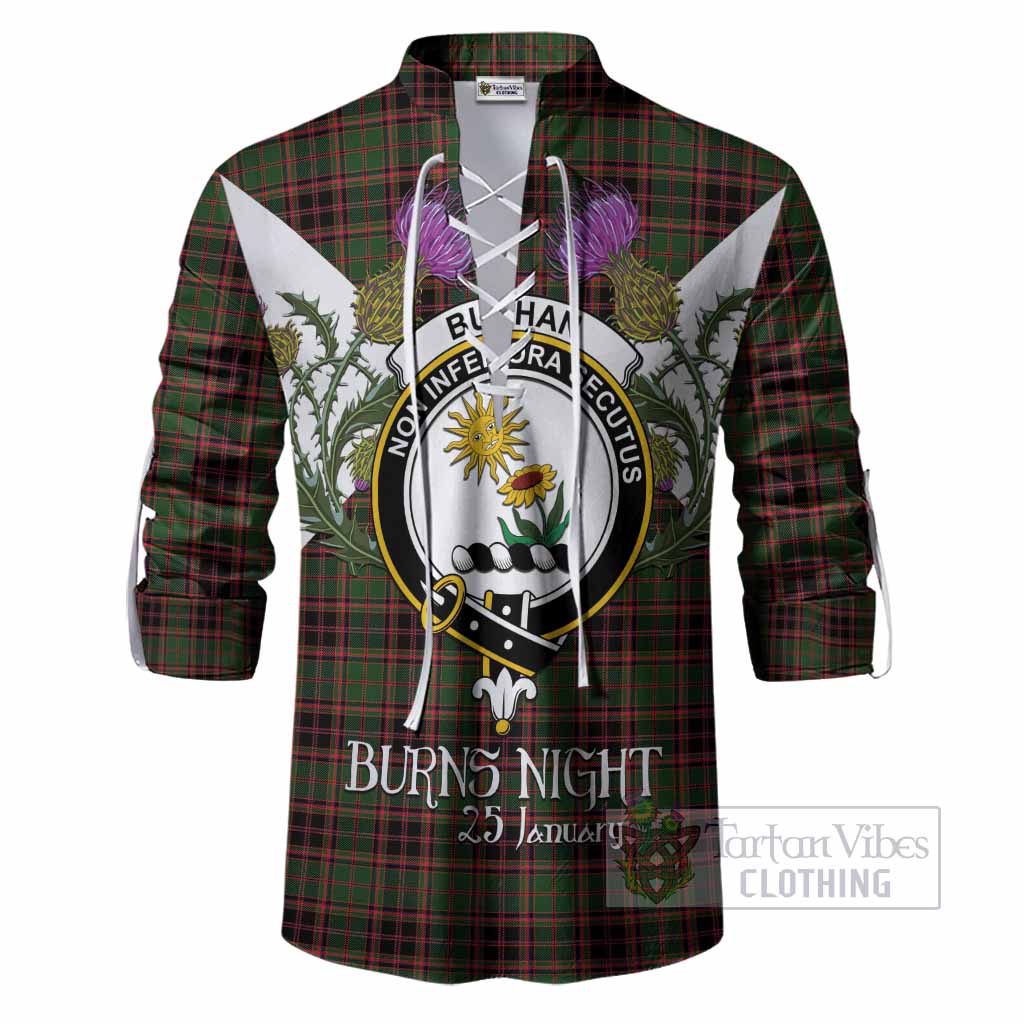 Buchan Tartan Family Crest Ghillie Shirt Scottish Burns Night Thistle Floral