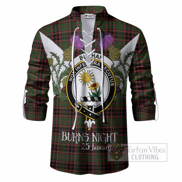 Buchan Tartan Family Crest Ghillie Shirt Scottish Burns Night Thistle Floral